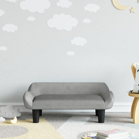 Children's sofa light grey 70x40x24 cm velvet