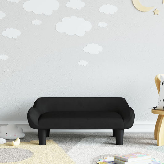 Canapé enfant noir 70x40x24 cm velours