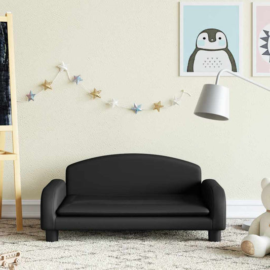 Children's sofa black 70x45x30 cm artificial leather