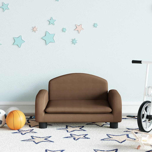 Children's sofa brown 50x40x30 cm fabric