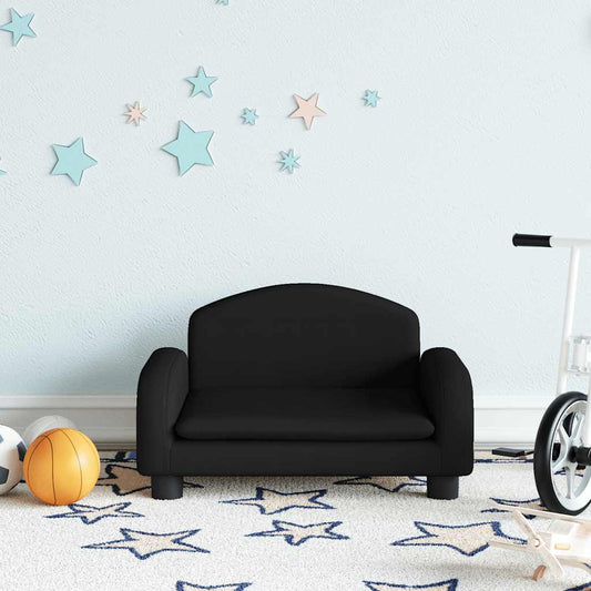 Children's sofa black 50x40x30 cm fabric