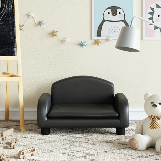 Children's sofa black 50x40x30 cm artificial leather