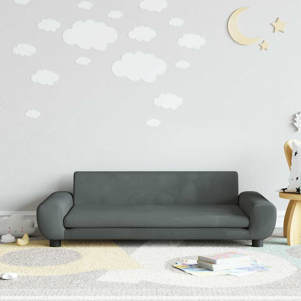 Canapé enfant gris foncé 100x54x33 cm velours