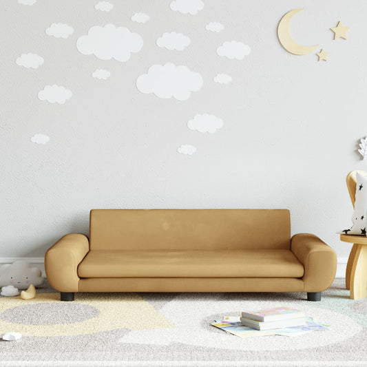 Children's sofa brown 100x54x33 cm velvet