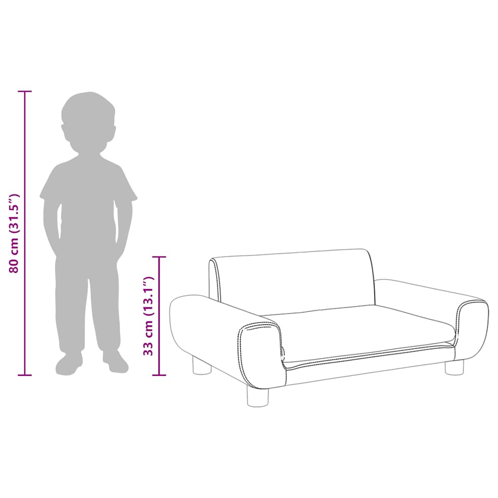 Kindersofa Hellgrau 70x45x33 cm Samt