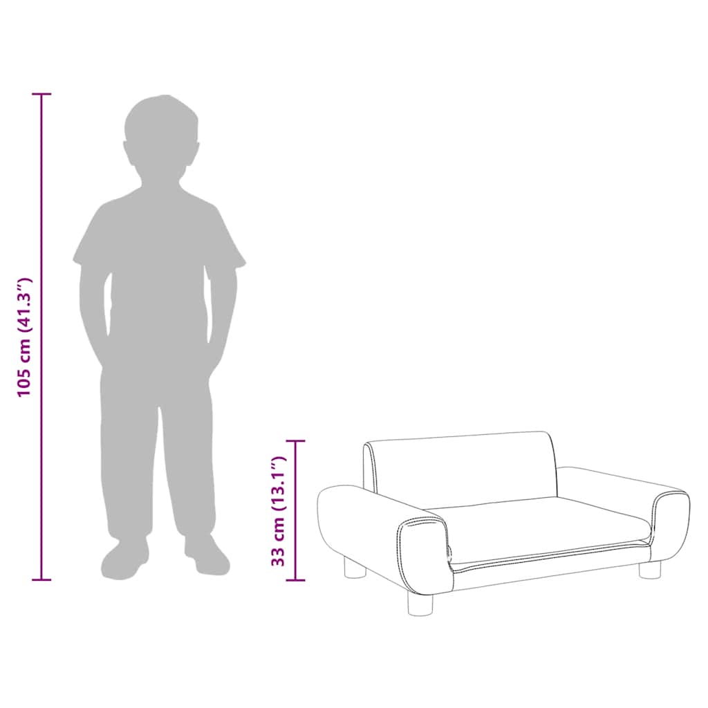 Kindersofa Hellgrau 70x45x33 cm Samt