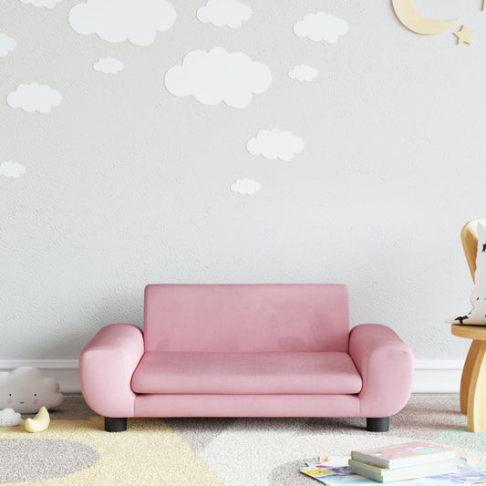 Children's sofa pink 70x45x33 cm velvet