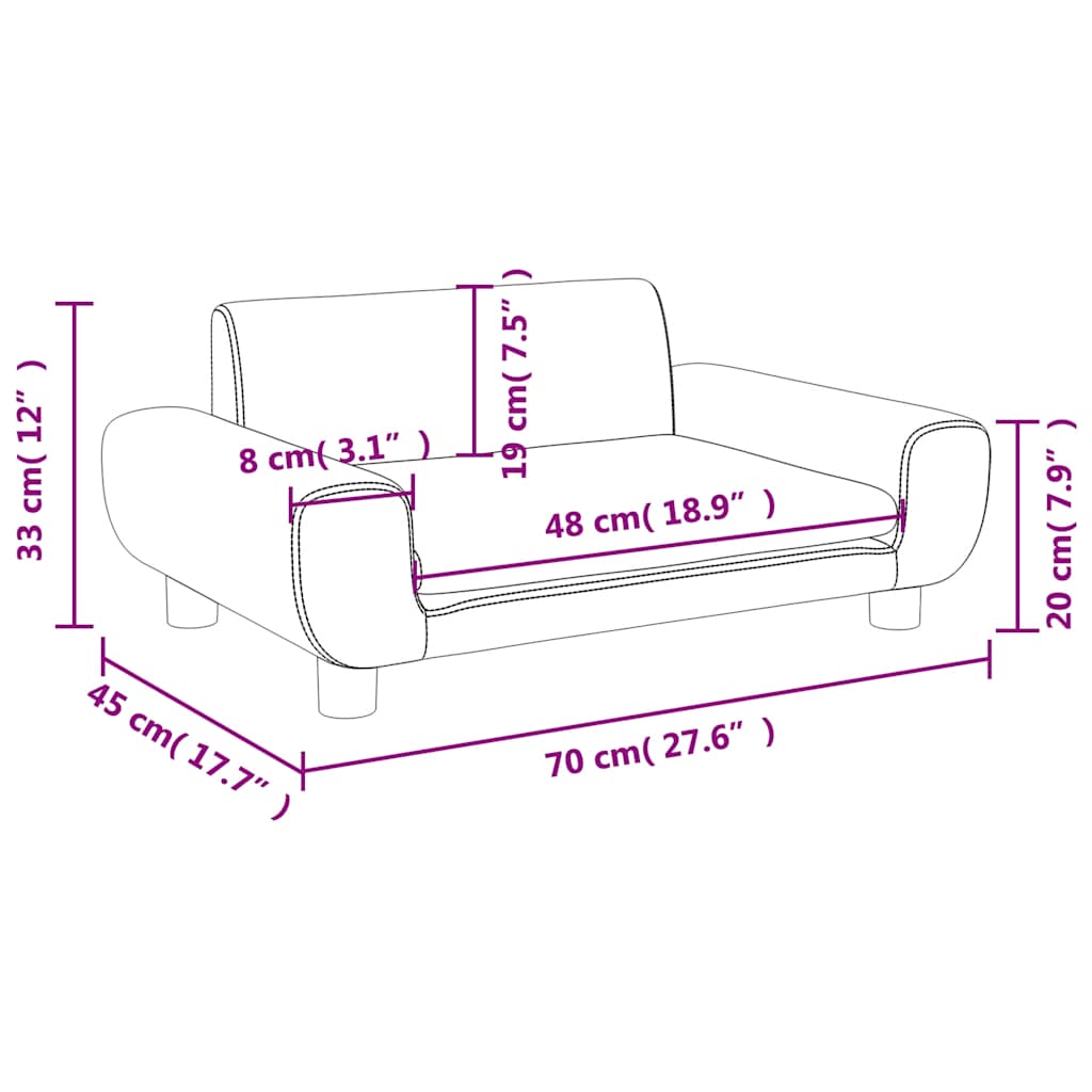 Kindersofa Creme 70x45x33 cm Samt