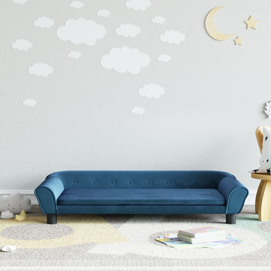 Children's sofa blue 100x50x26 cm velvet