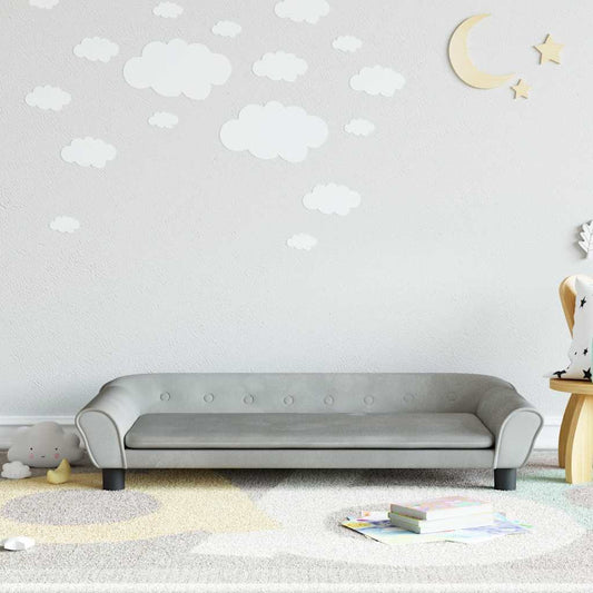 Children's sofa light grey 100x50x26 cm velvet