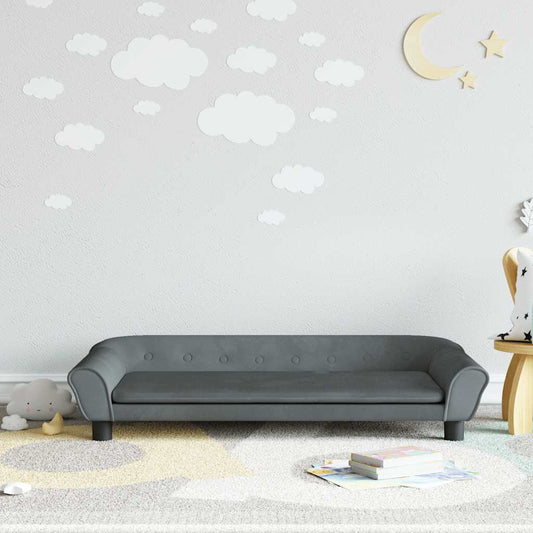 Children's sofa dark grey 100x50x26 cm velvet