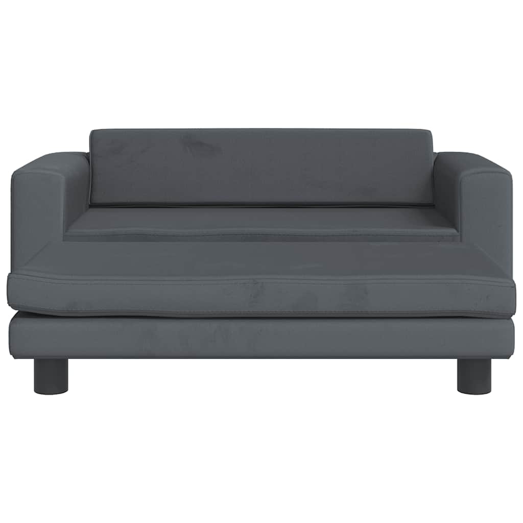 Kindersofa mit Hocker Dunkelgrau 100x50x30 cm Samt