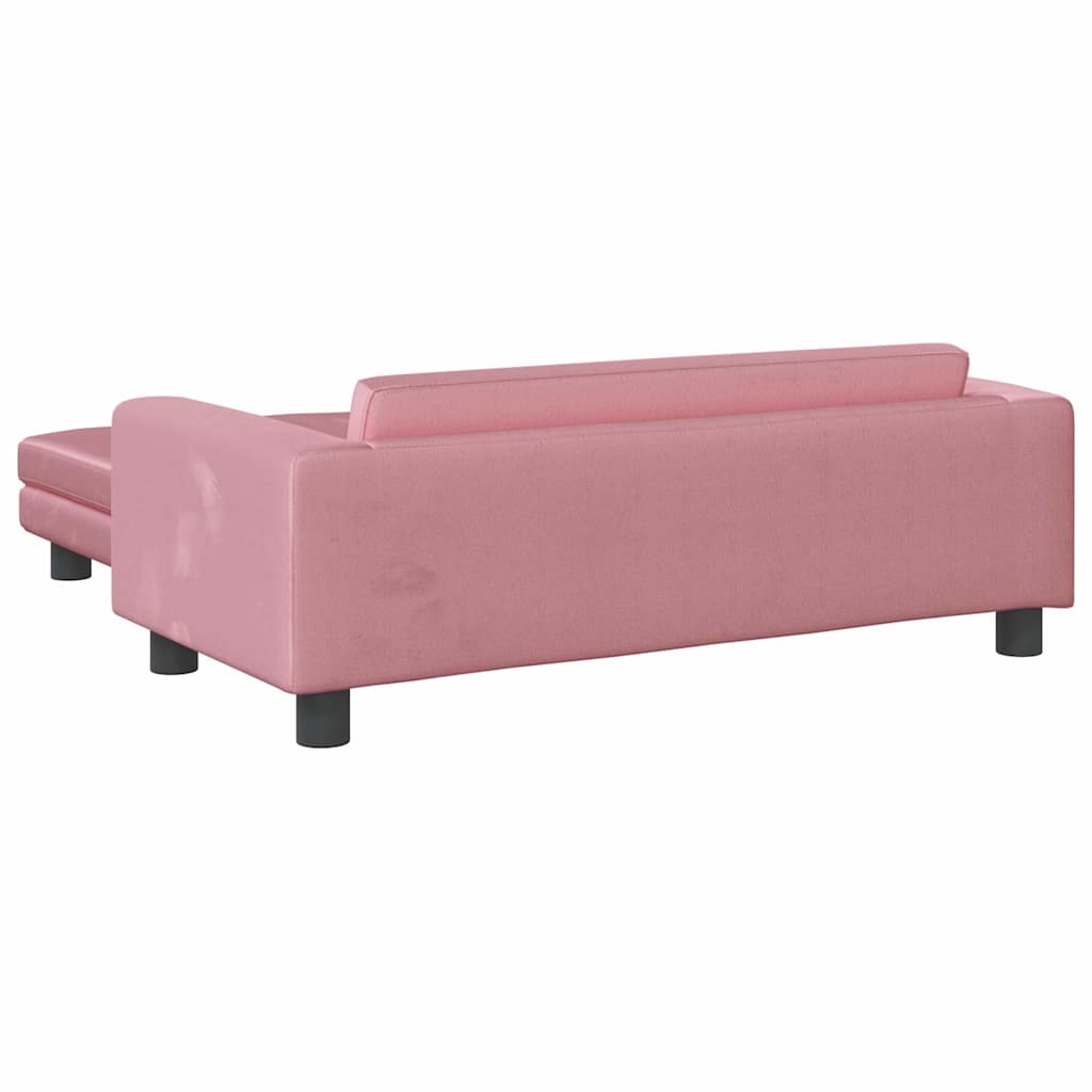 Kindersofa mit Hocker Rosa 100x50x30 cm Samt