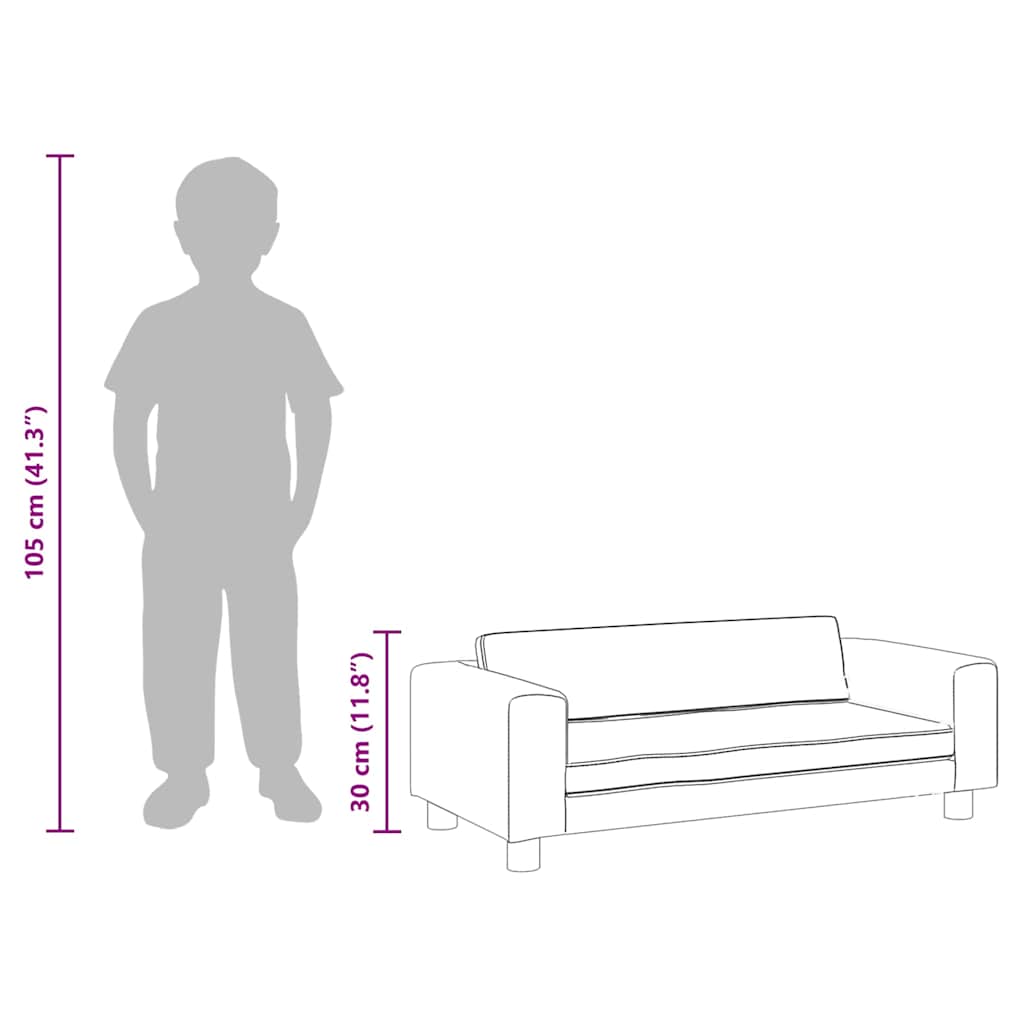 Kindersofa mit Hocker Braun 100x50x30 cm Kunstleder