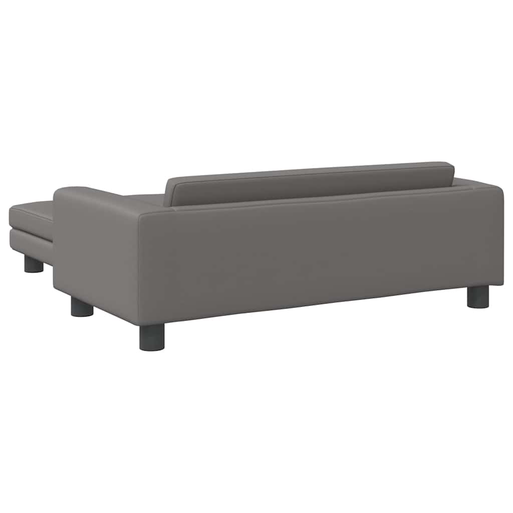 Kindersofa mit Hocker Grau 100x50x30 cm Kunstleder