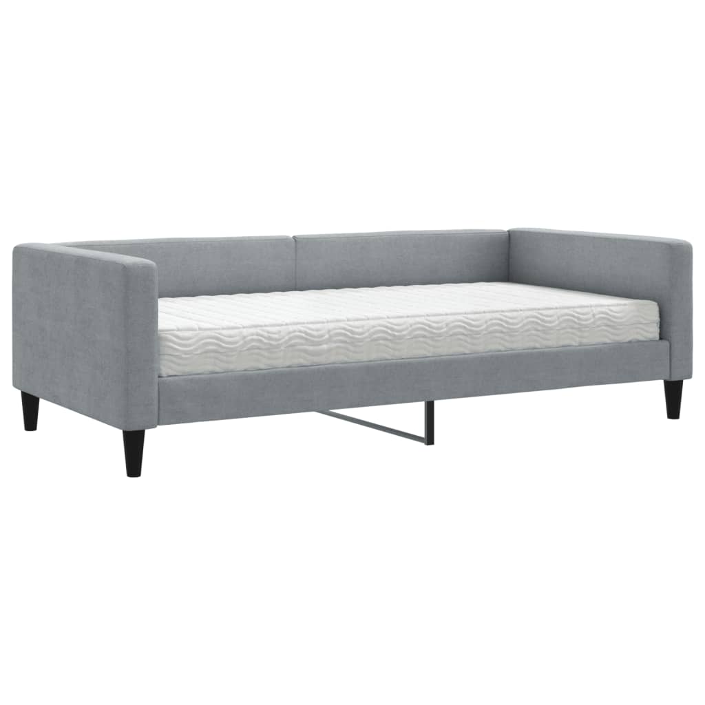 Lit de repos avec matelas en tissu gris clair 100x200 cm