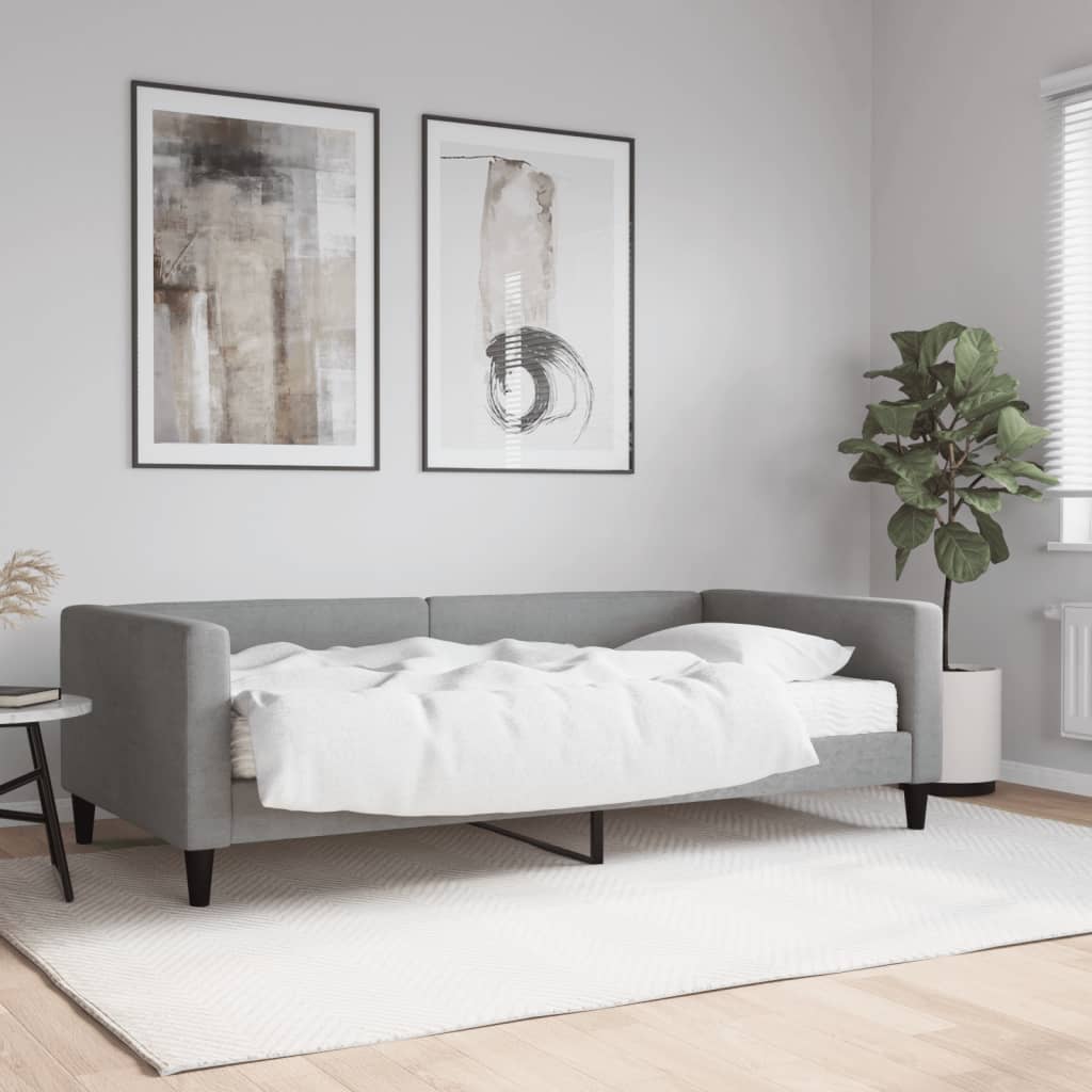 Lit de repos avec matelas en tissu gris clair 100x200 cm
