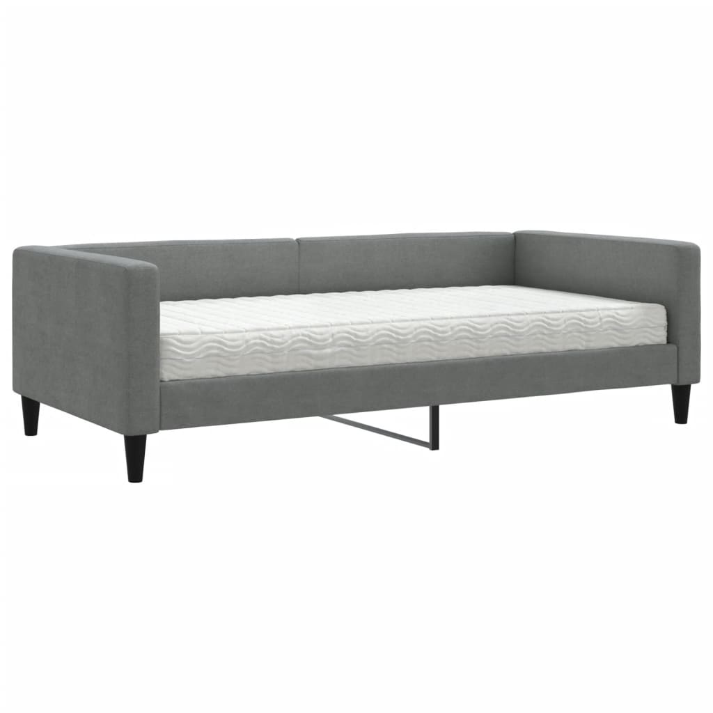 Daybed with mattress dark grey 100x200 cm fabric