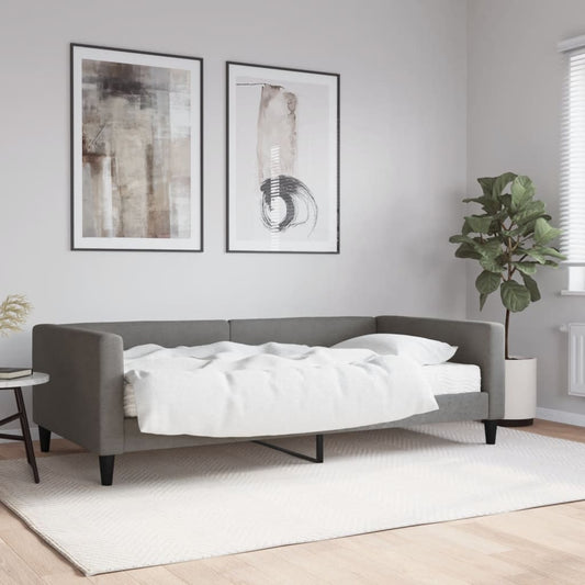 Daybed with mattress dark grey 100x200 cm fabric