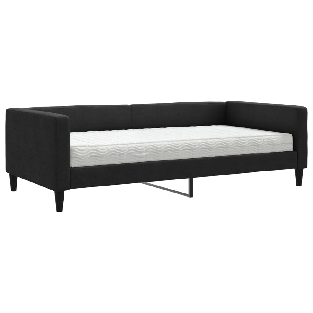 Daybed with mattress black 100x200 cm fabric