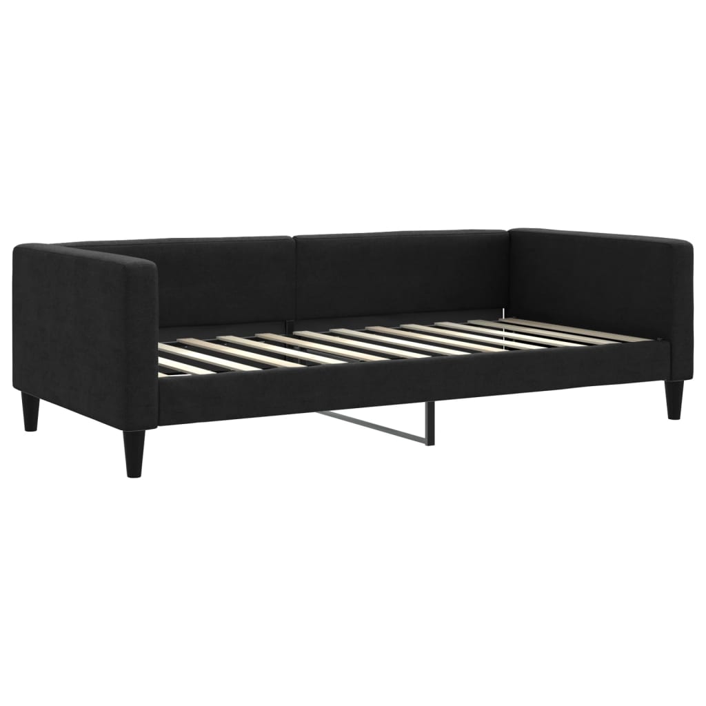 Daybed with mattress black 100x200 cm fabric