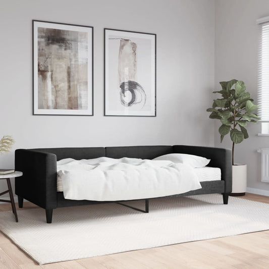 Daybed with mattress black 100x200 cm fabric