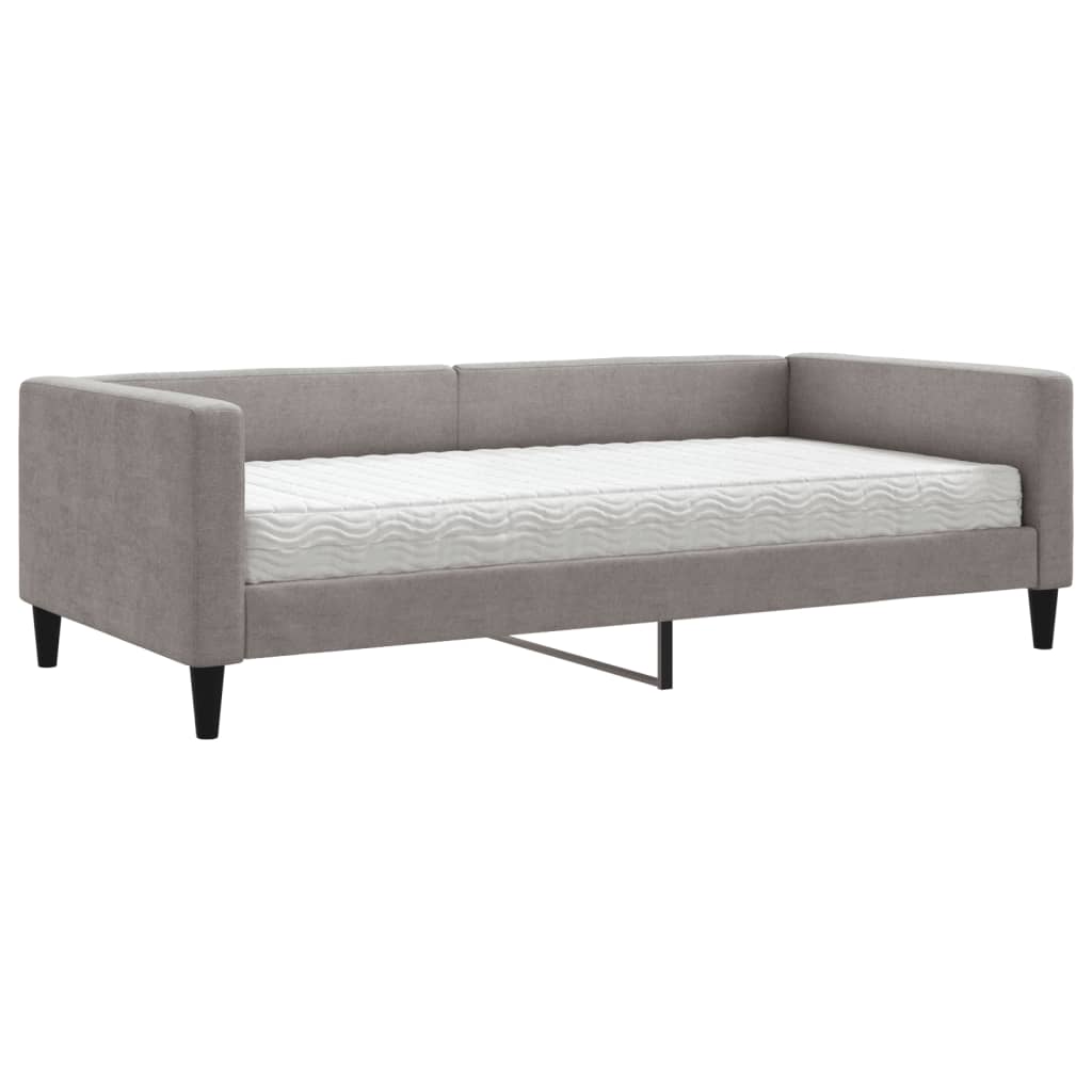 Daybed with mattress taupe 100x200 cm fabric