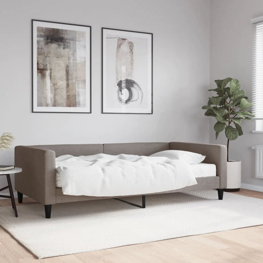 Daybed with mattress taupe 100x200 cm fabric