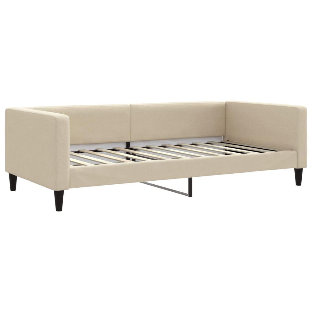 Daybed with mattress cream 100x200 cm fabric