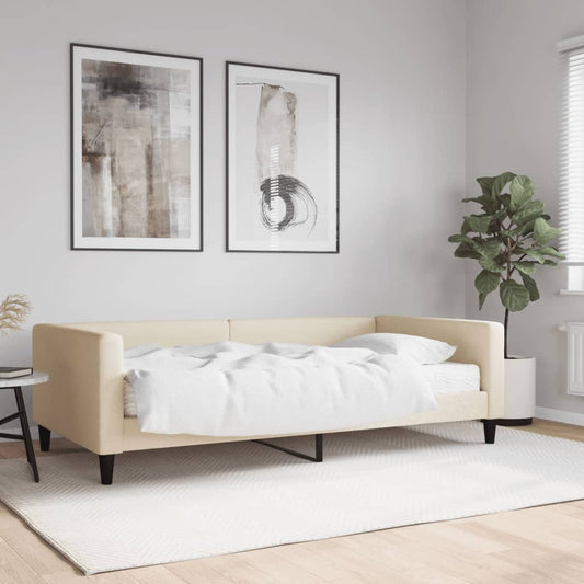Daybed with mattress cream 100x200 cm fabric