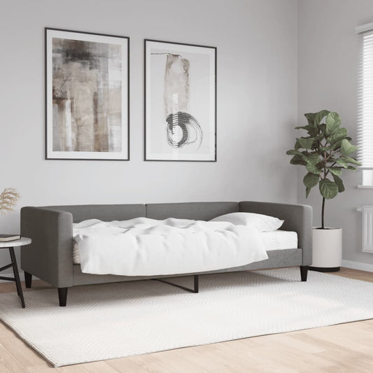 Daybed with mattress dark grey 90x190 cm fabric