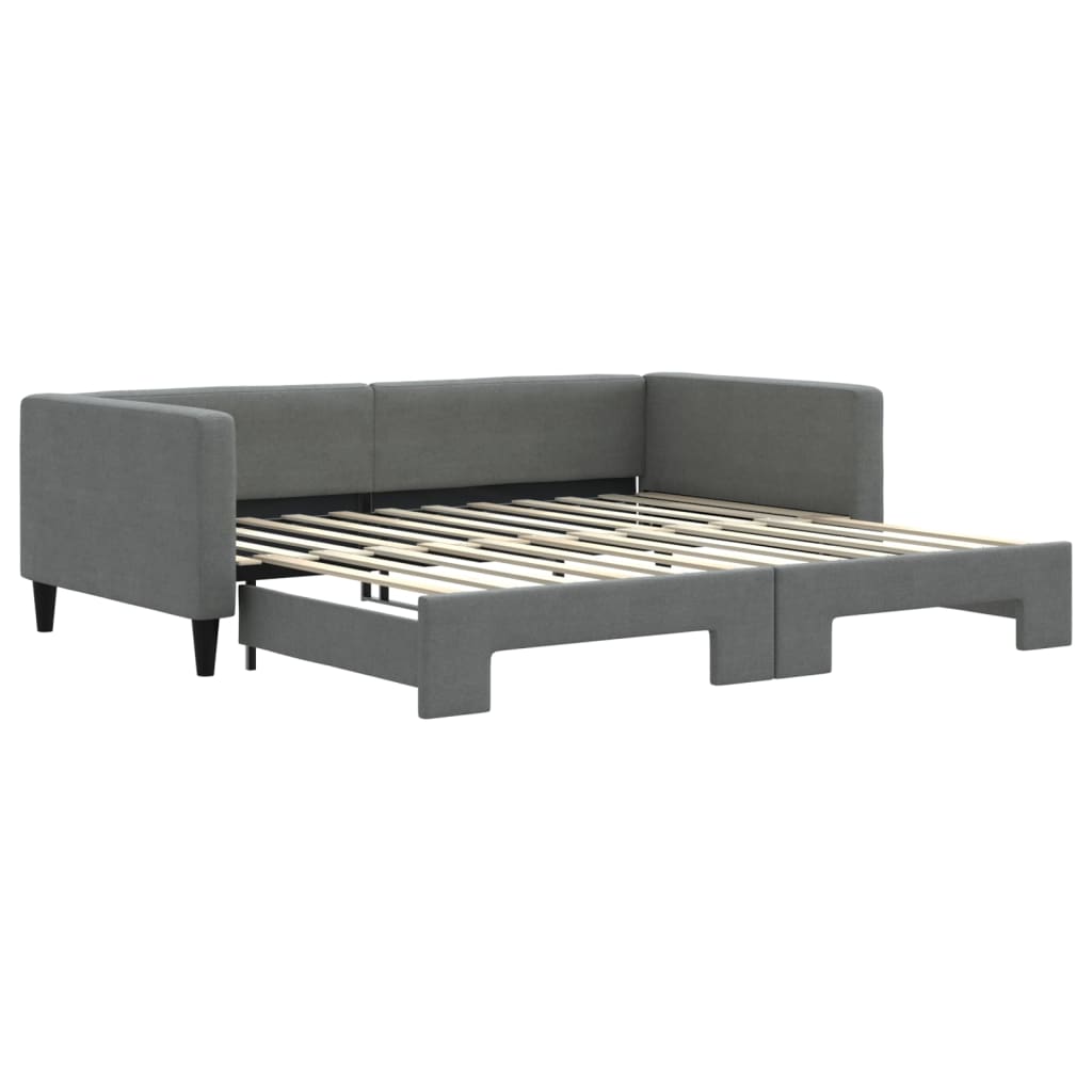 Tagesbett Ausziehbar Dunkelgrau 100x200 cm Stoff