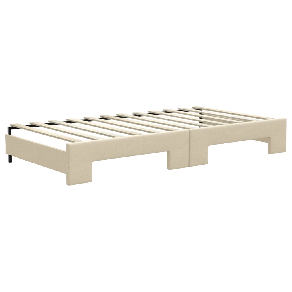 Tagesbett Ausziehbar Creme 100x200 cm Stoff