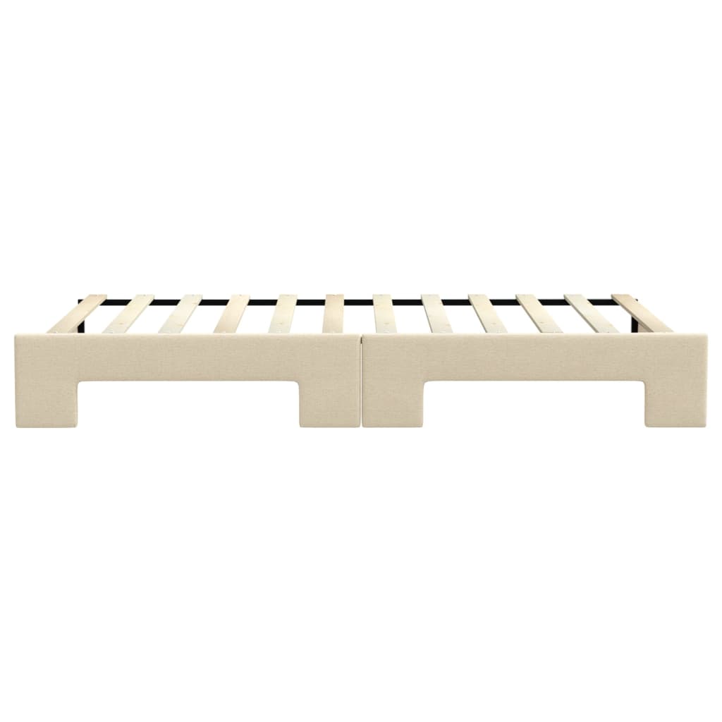 Tagesbett Ausziehbar Creme 100x200 cm Stoff
