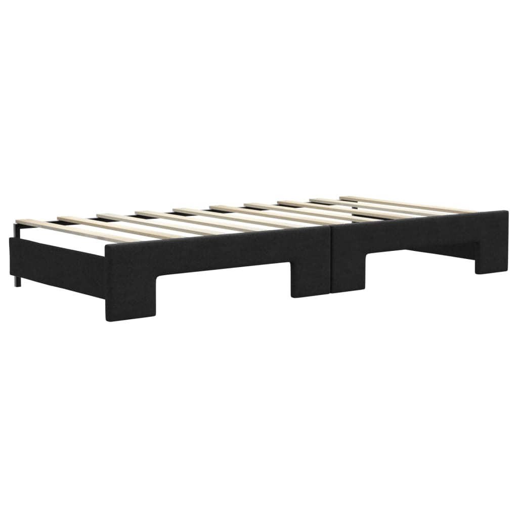 Tagesbett Ausziehbar Schwarz 90x190 cm Stoff