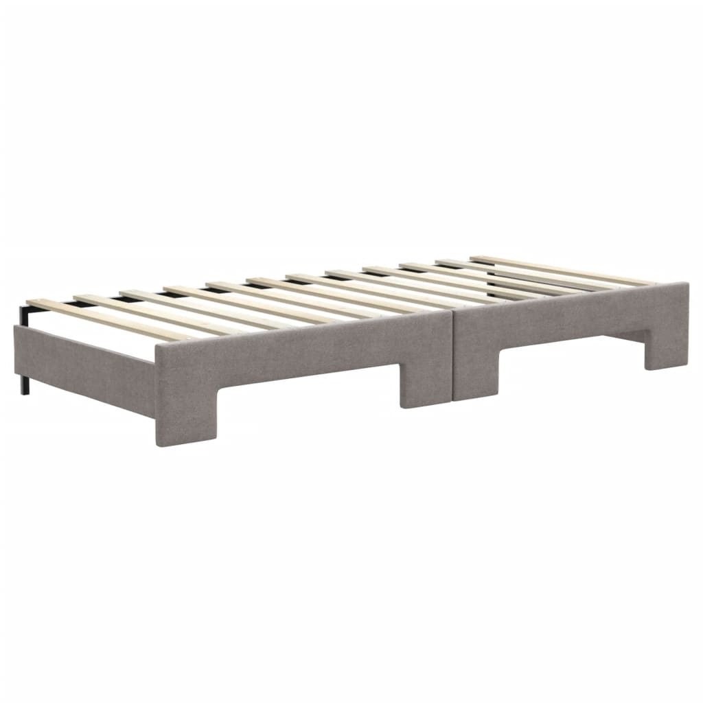 Tagesbett Ausziehbar mit Matratzen Taupe 90x200 cm Stoff