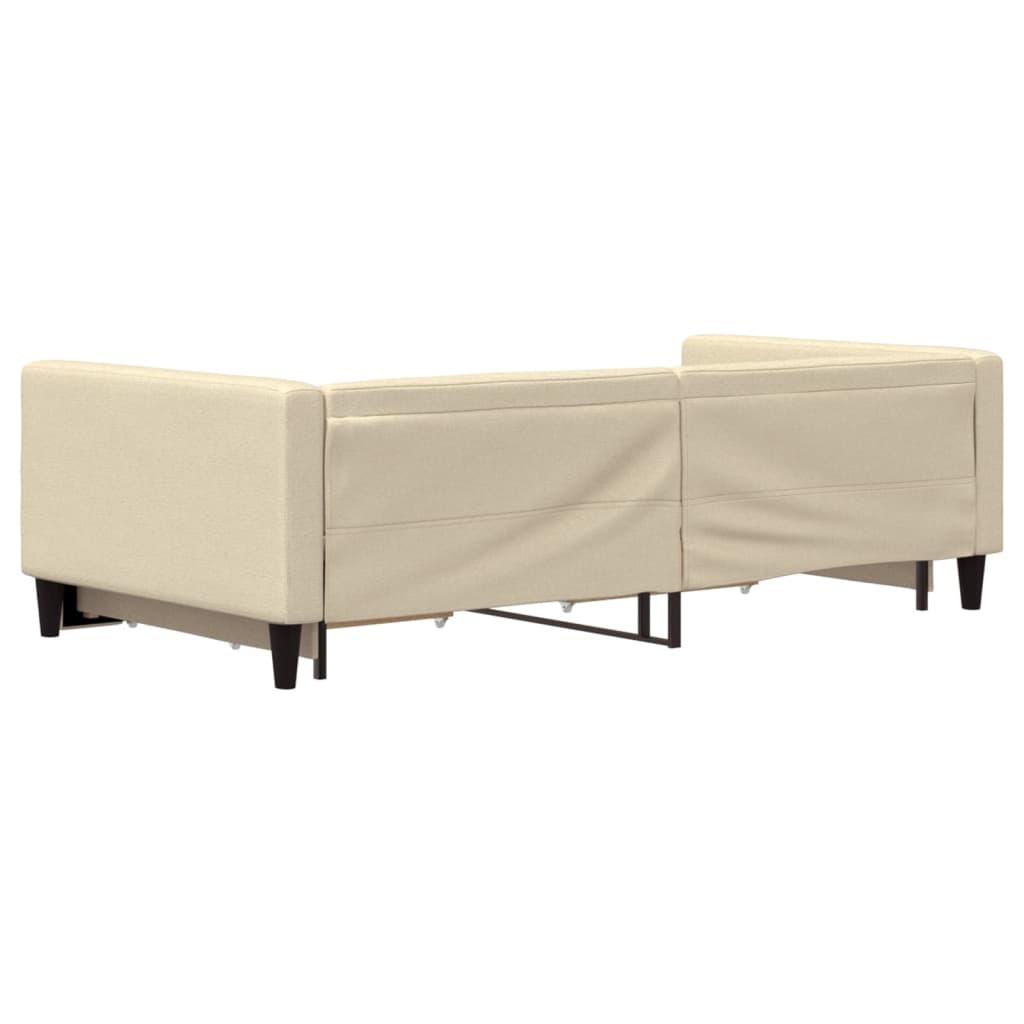 Tagesbett Ausziehbar mit Schubladen Creme 100x200 cm Stoff