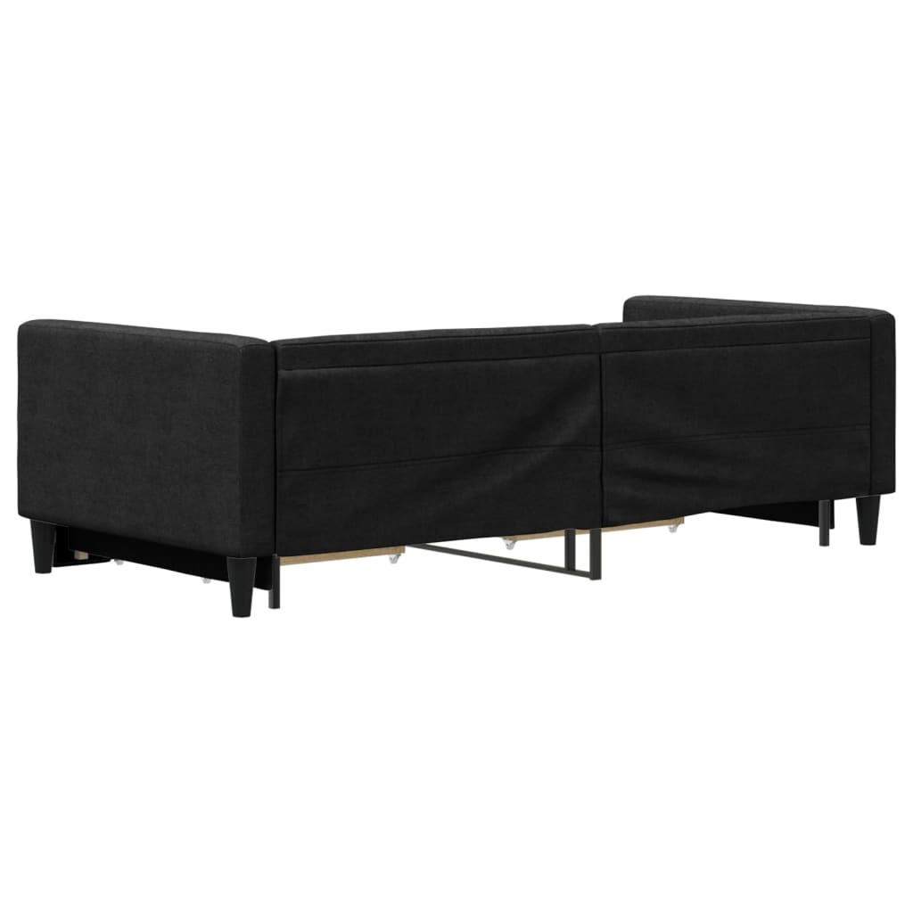 Tagesbett Ausziehbar mit Schubladen Schwarz 90x190 cm Stoff