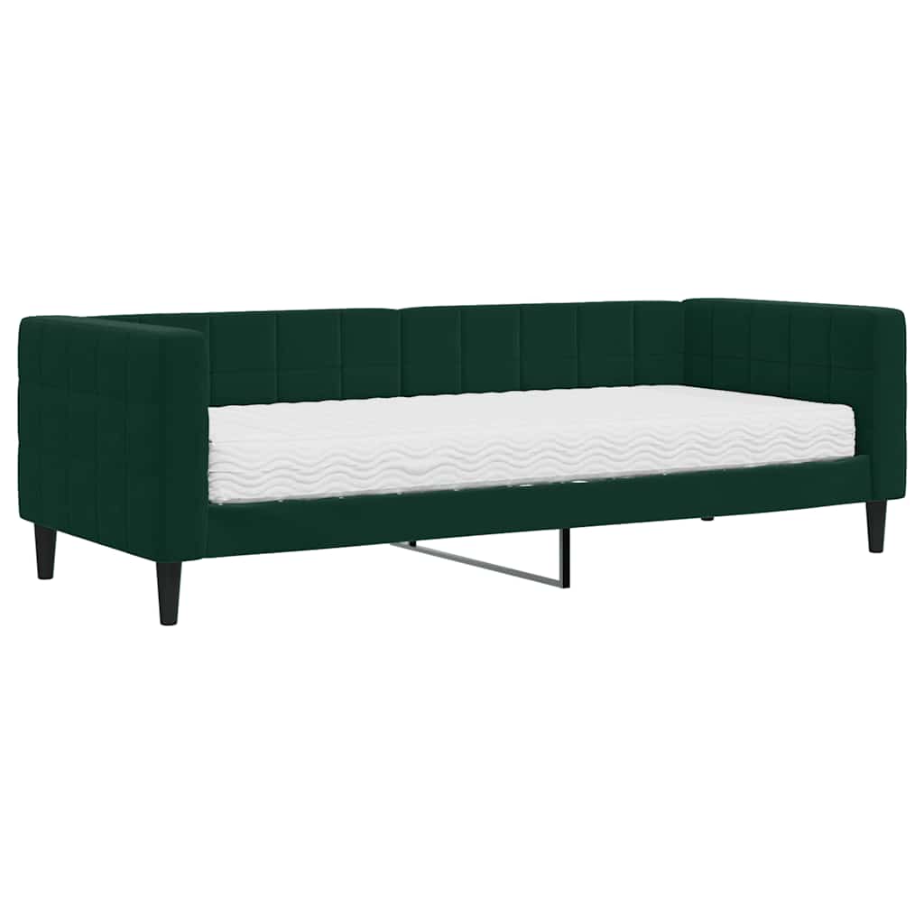 Tagesbett mit Matratze Dunkelgrün 80x200 cm Samt