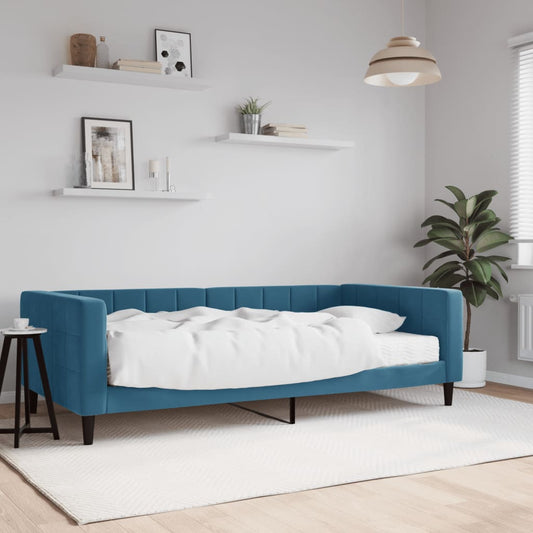 Daybed with mattress blue 100x200 cm velvet