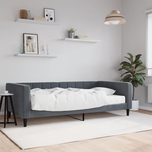 Daybed with mattress dark grey 100x200 cm velvet