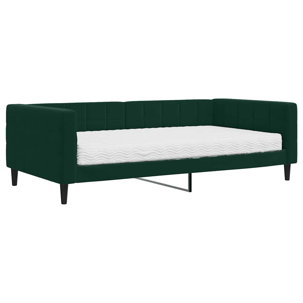 Tagesbett mit Matratze Dunkelgrün 100x200 cm Samt