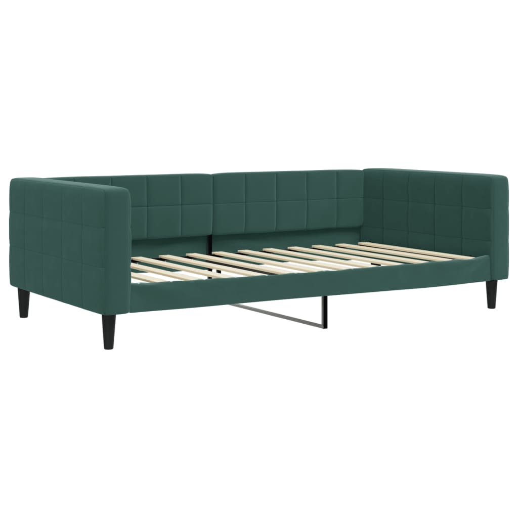 Daybed with mattress dark green 100x200 cm velvet
