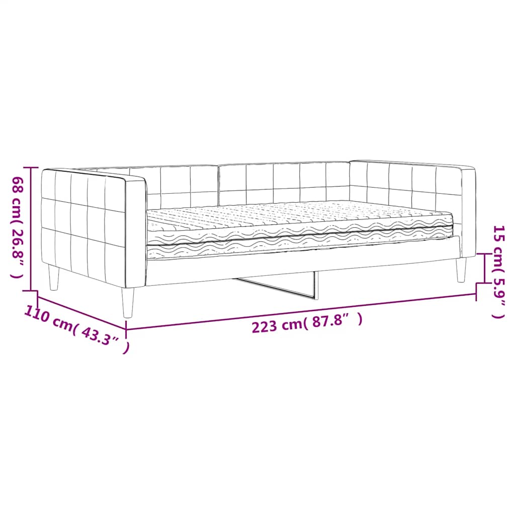 Tagesbett mit Matratze Dunkelgrün 100x200 cm Samt