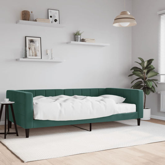 Daybed with mattress dark green 100x200 cm velvet