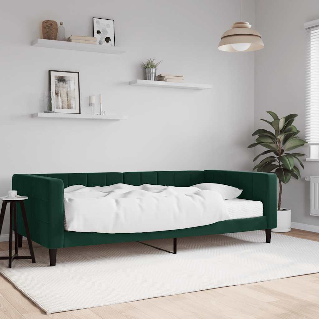 Tagesbett mit Matratze Dunkelgrün 100x200 cm Samt