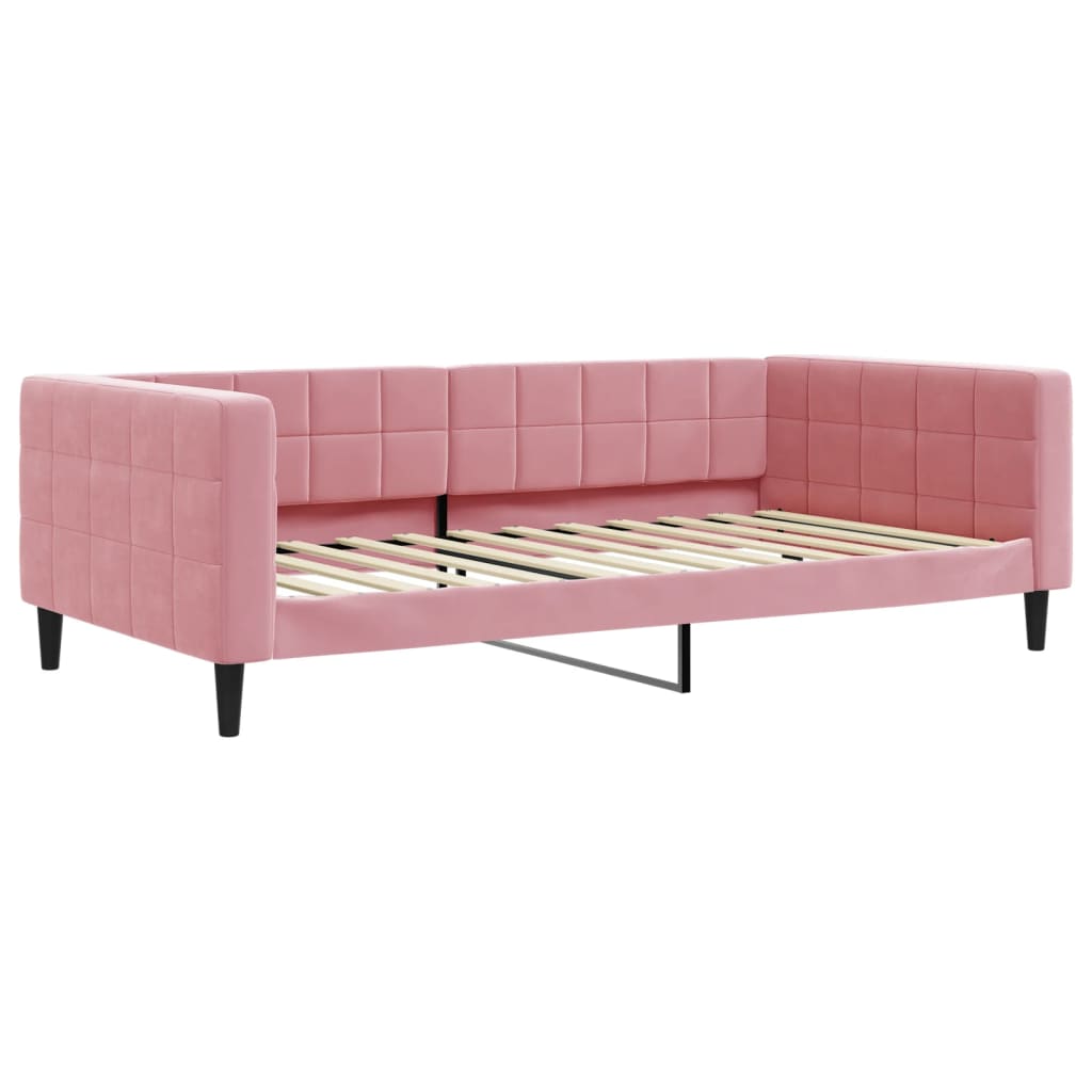 Daybed with mattress pink 100x200 cm velvet