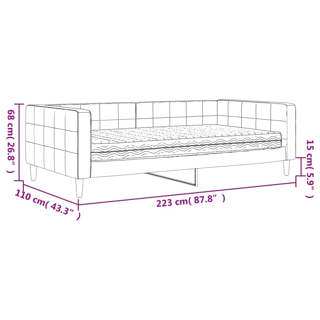 Tagesbett mit Matratze Rosa 100x200 cm Samt