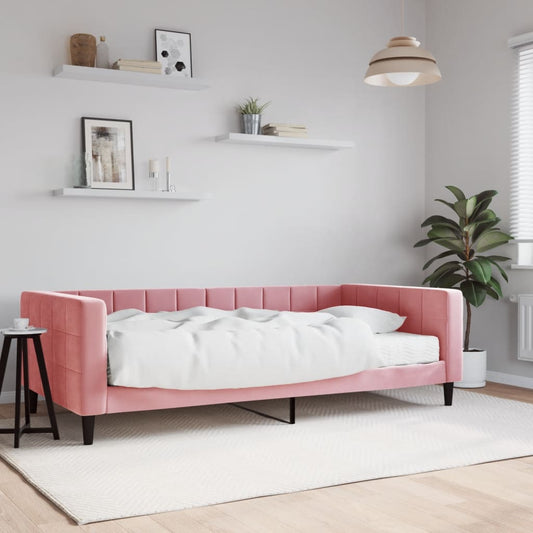 Daybed with mattress pink 100x200 cm velvet