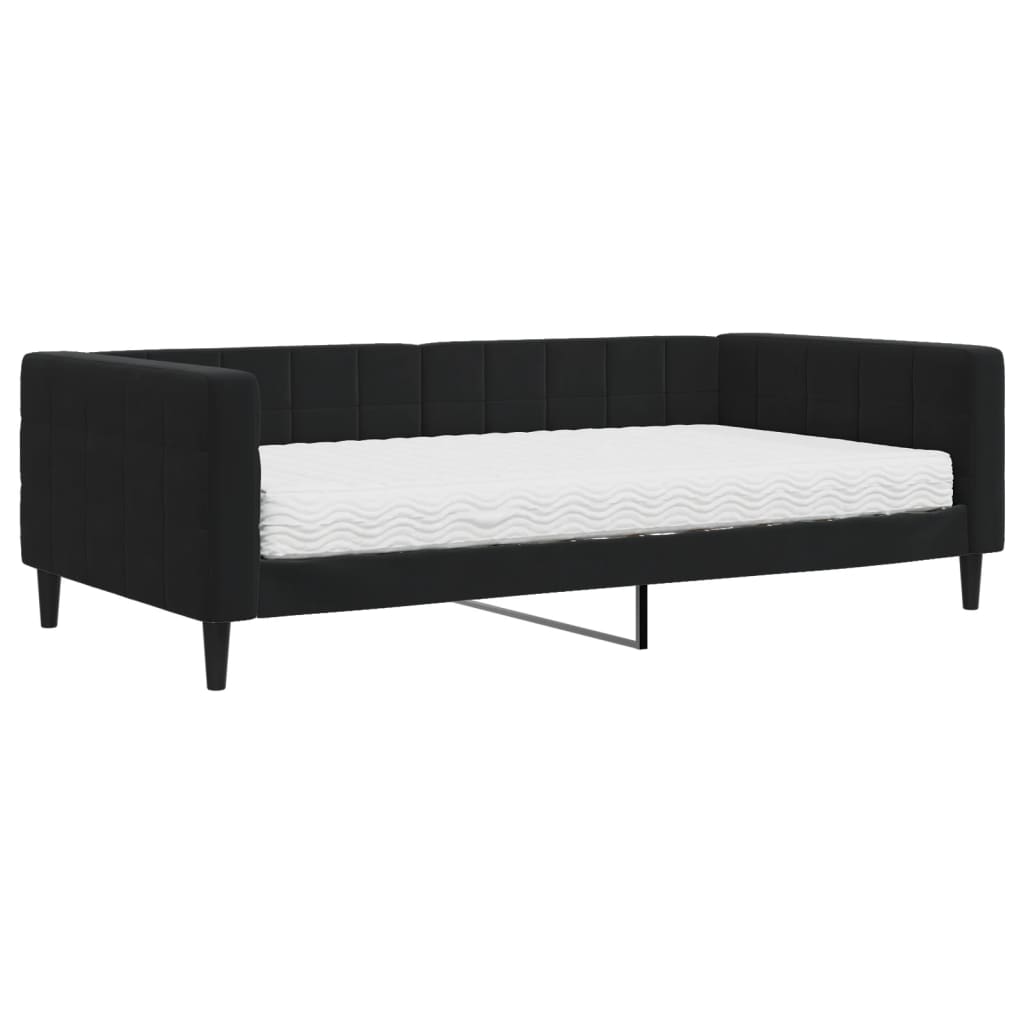 Daybed with mattress black 100x200 cm velvet